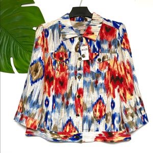 NEW! Chico's Colorful 3/4 Sleeve Button-Down Top